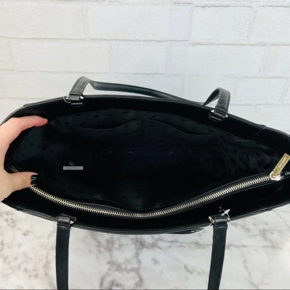 Kate Spade Black Large Laptop Tote Shoulder Bag & Large Continental Wallet Set_9